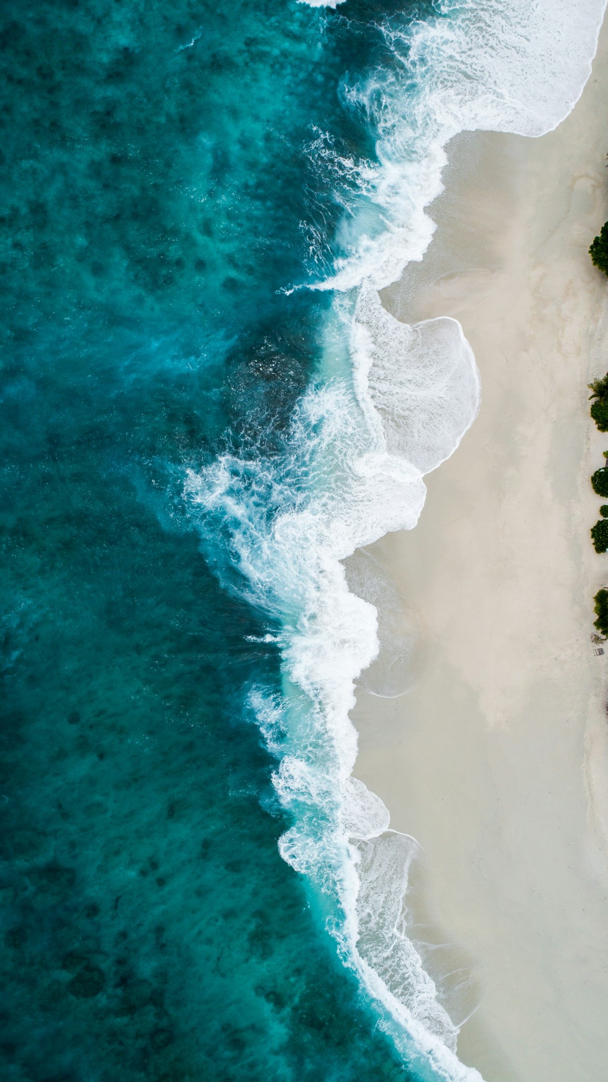 Aerial view of turquoise ocean wave